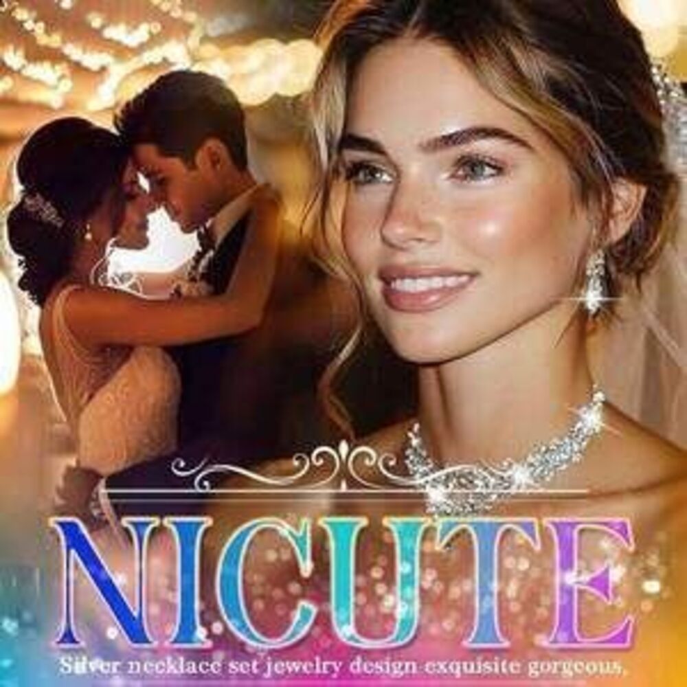 Nicute Crystal Necklace Earrings Crystal Sparkly Necklaces For Prom Brida Gift